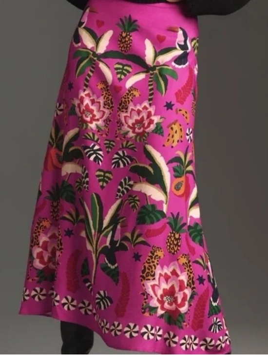 FARM Rio Dresses & Skirts - 🏝️ FARM Rio Leopard Forest Jungle Pink Tropical Maxi Skirt XL